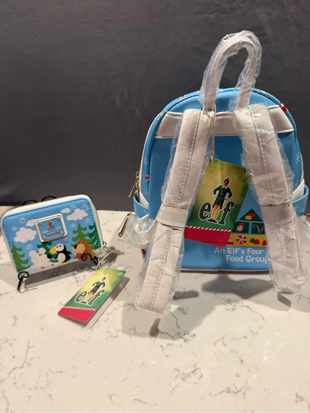 Loungefly Light Blue Elf Mini Backpack and Zip Wallet Set